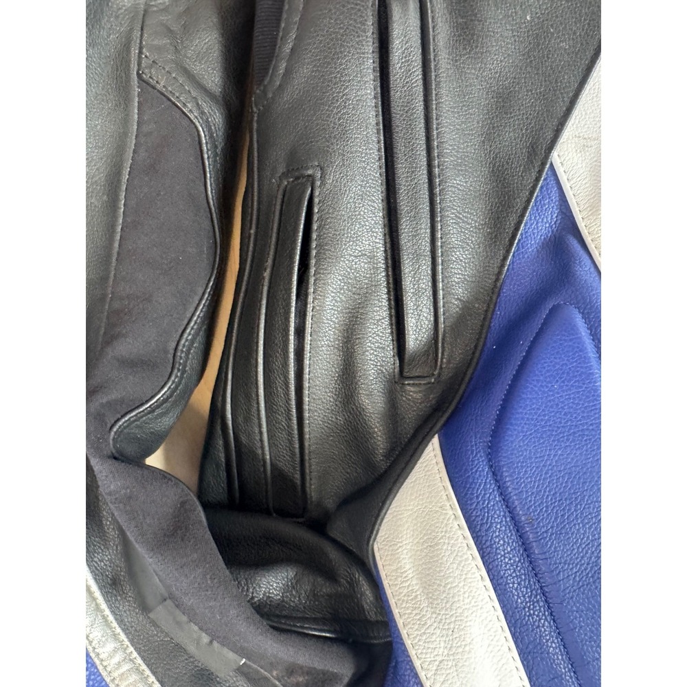 Joe Rocket Blue Leather Motorcycle Jacket Y2K Racing Moto Biker Streetwear XL 48 - Picture 12 of 15